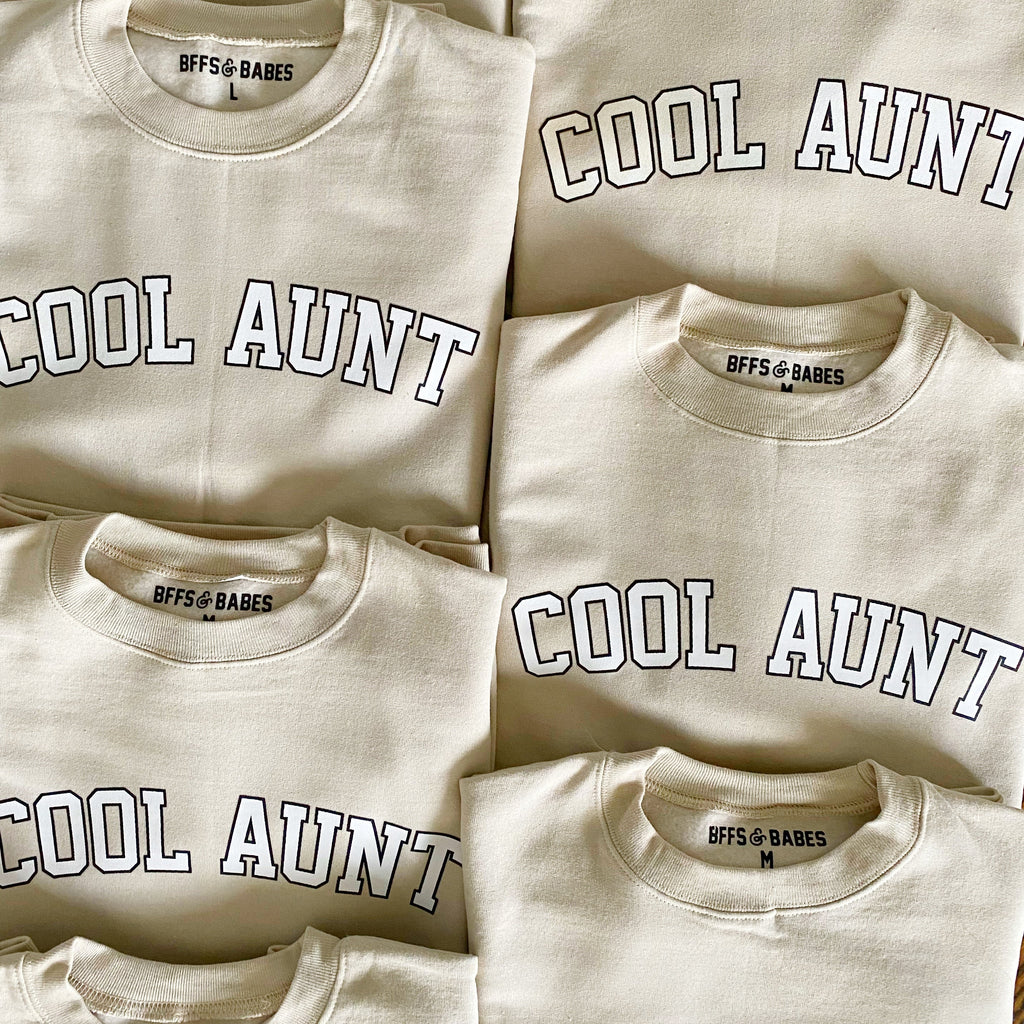 COLLEGIATE AUNT ♡ beige printed cool aunt sweatshirt