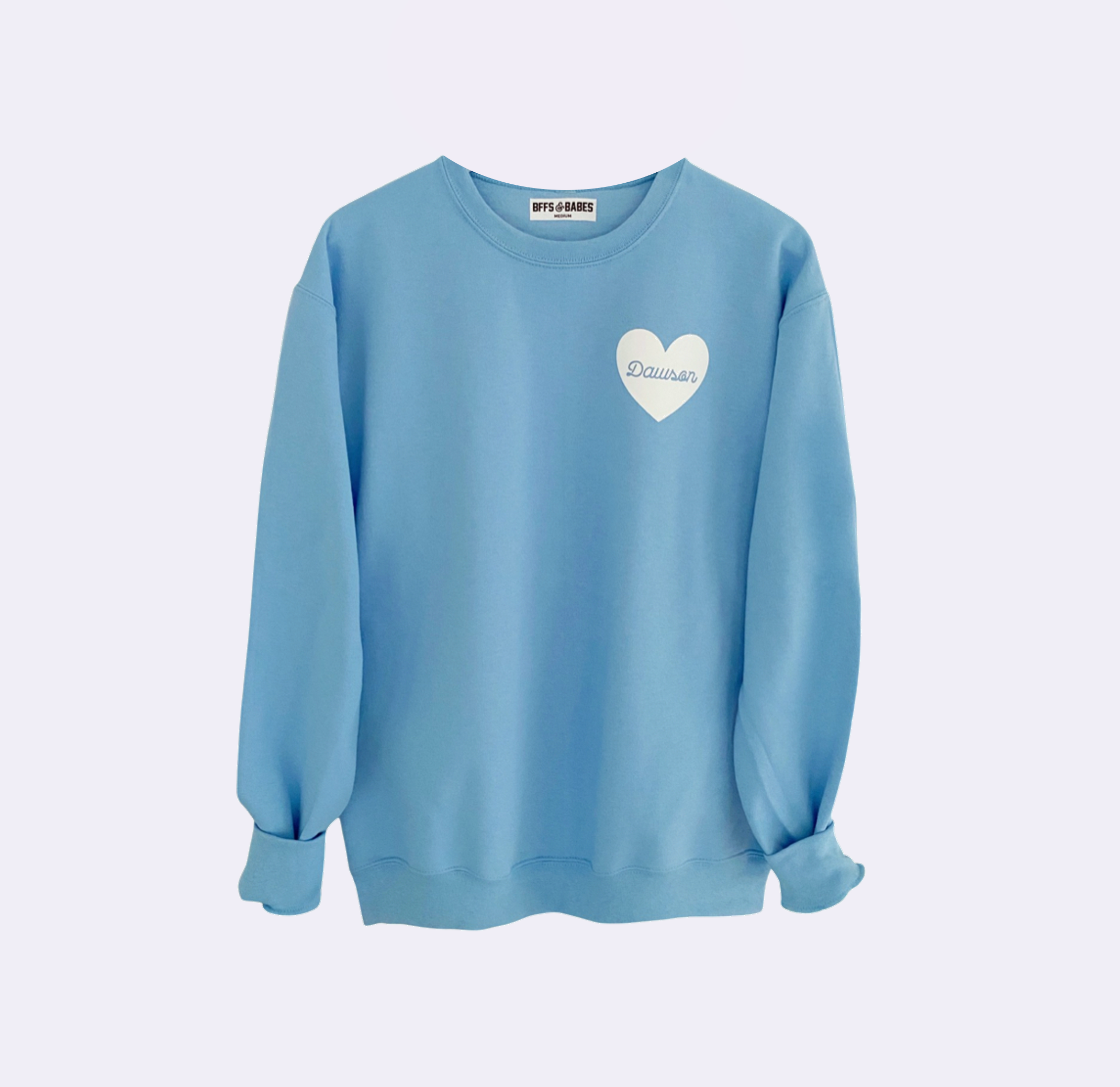 HEART U MOST ♡ light blue personalizable heart sweatshirt