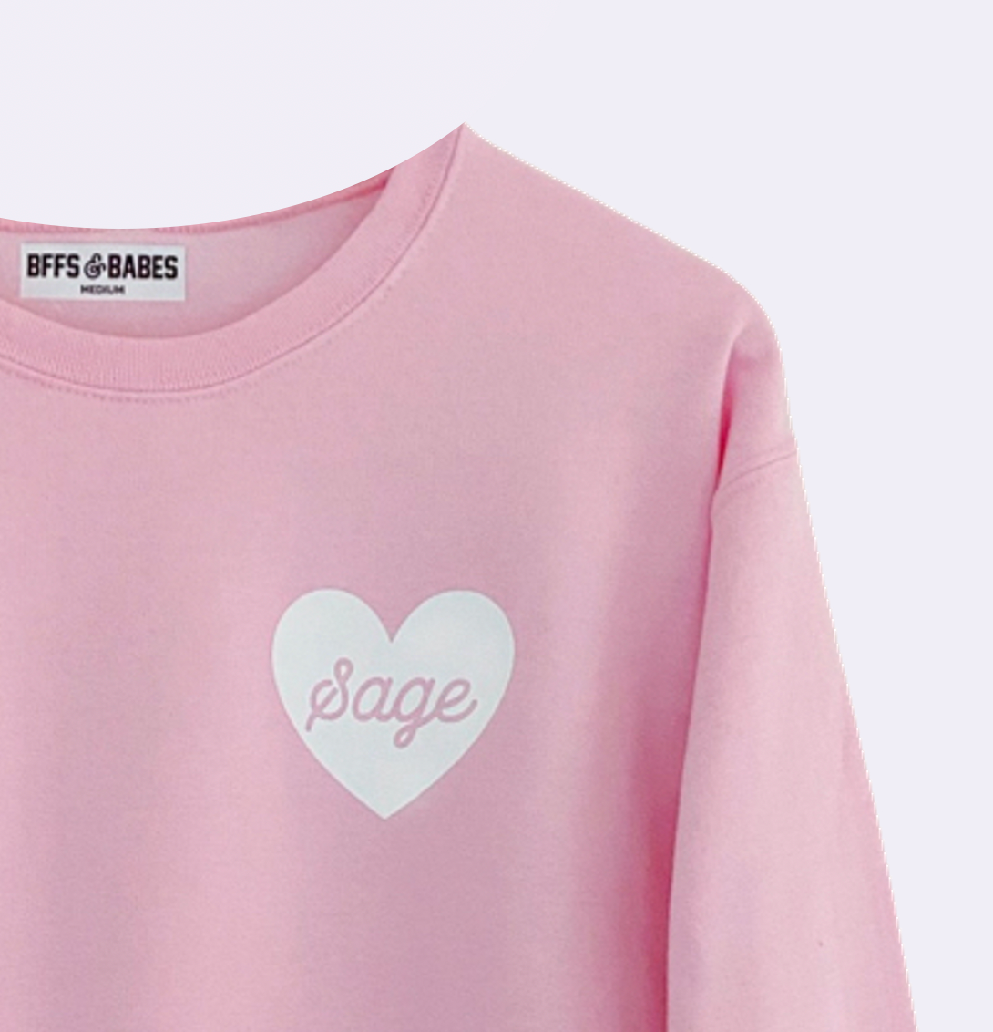 HEART U MOST ♡ light pink personalizable script heart sweatshirt