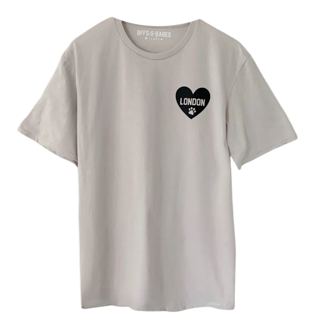 HEART U MOST ♡ gray t-shirt with personalized heart paw print