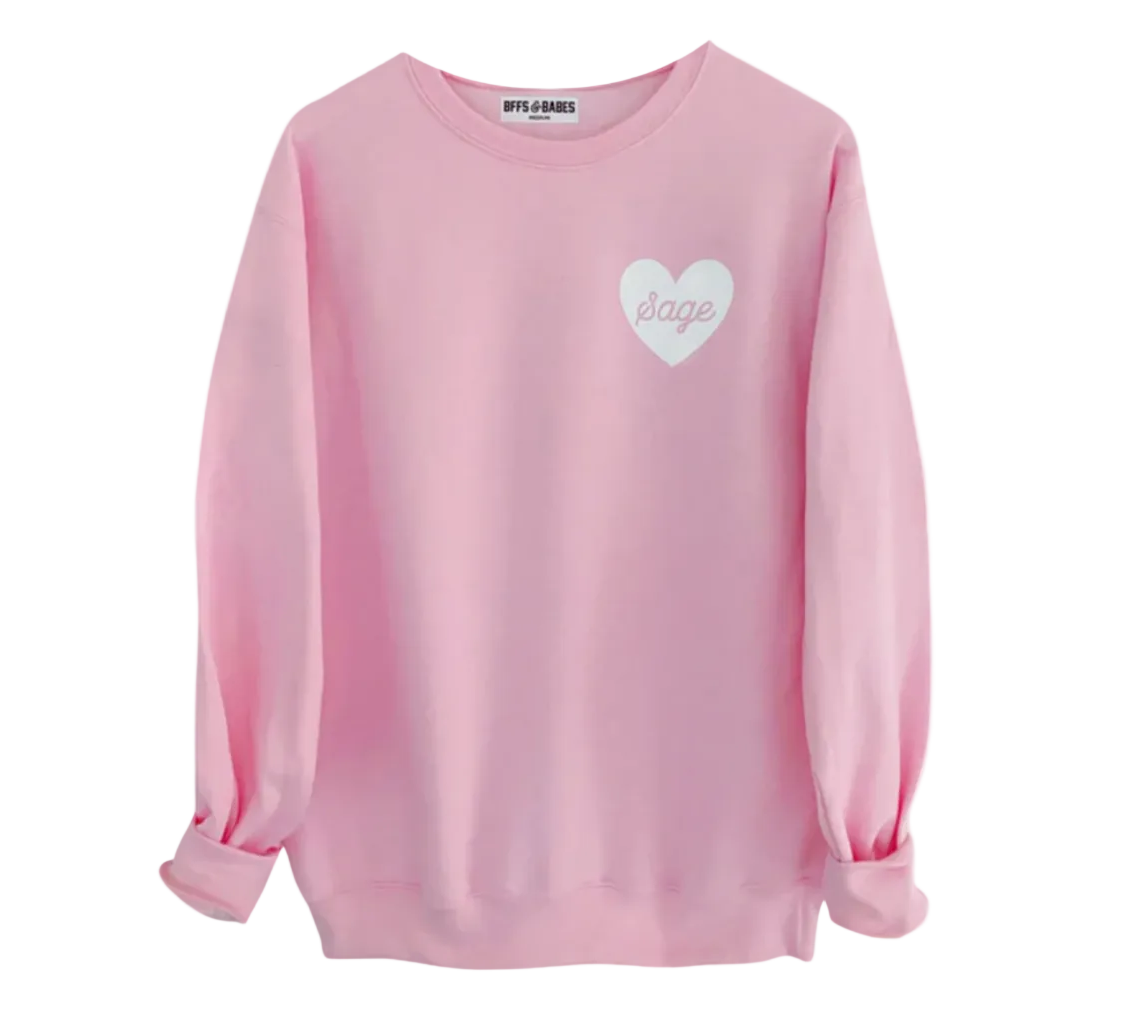 HEART U MOST ♡ light pink personalizable script heart sweatshirt