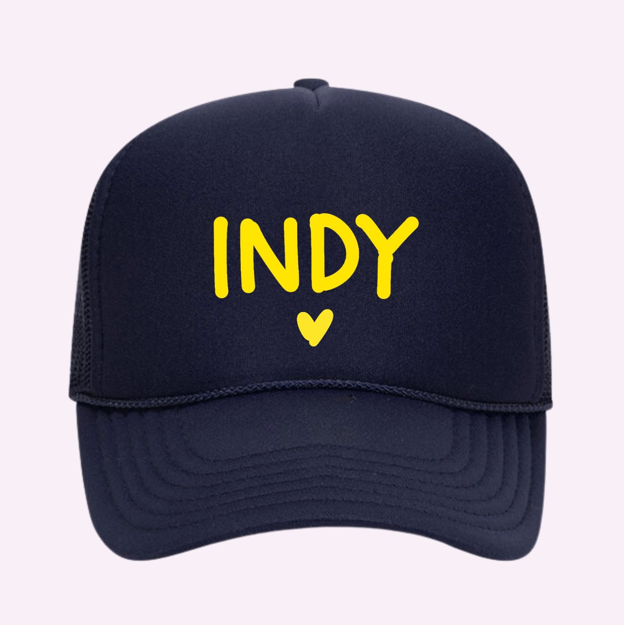 I LOVE INDY ♡ printed trucker hat